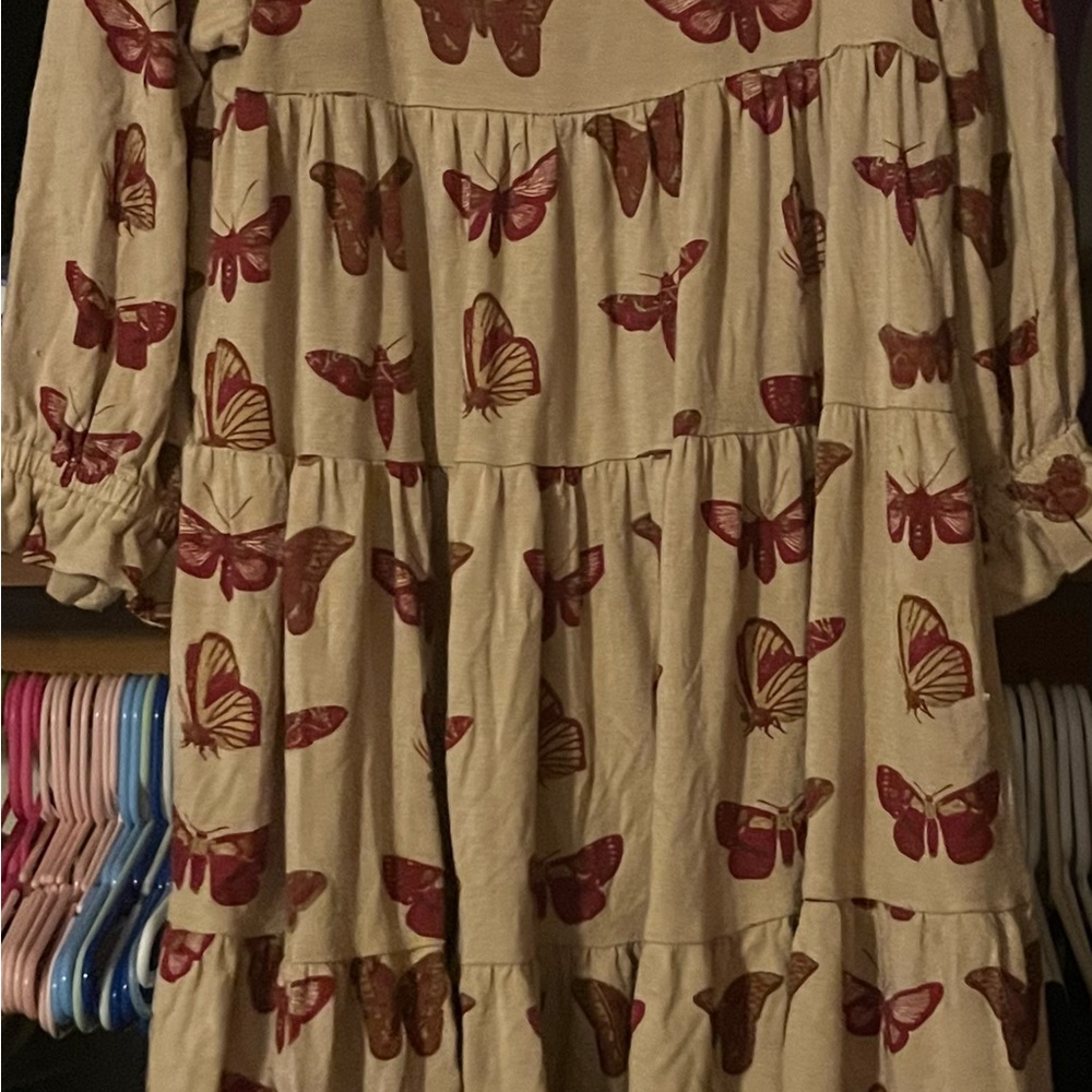 Kate Quinn girls size 4t Bamboo Garnet Moths Prairie Dress - Picture 3 of 4